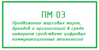 ПМ 03 Продвижение торговых марок, брендов и организаций в среде интернет средствами цифровых коммуникационных технологий